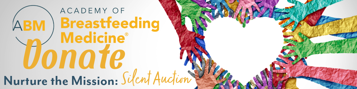 A banner with colorful hands forming the shape of a heart with our logo and header of silent auction
