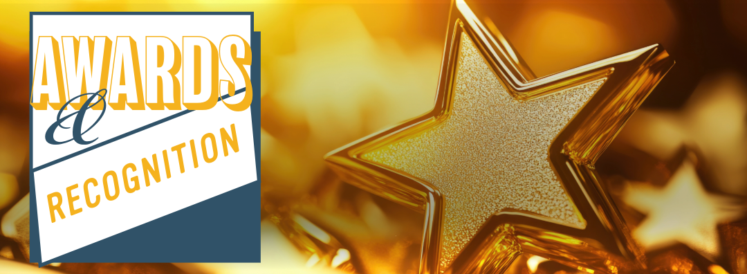 Awards and recognition banner with a gold star